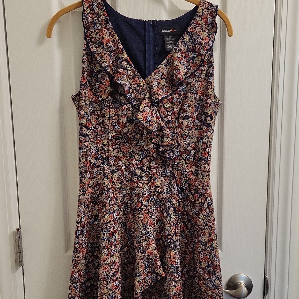 Teeze Me Pink and Orange Sleeveless Fit and Flare Sundress